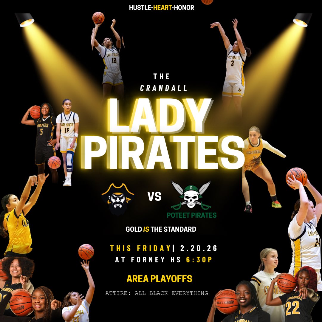 Crandall_GBB's tweet photo. AREA PLAYOFFS.

Friday. 6:30. Forney.
BLACK OUT ⚫️

Round 2 loading…
Gold IS the standard. 💛🏴‍☠️

#LadyPirates #H3 #LockedIn https://t.co/Q1GRSwKS8S