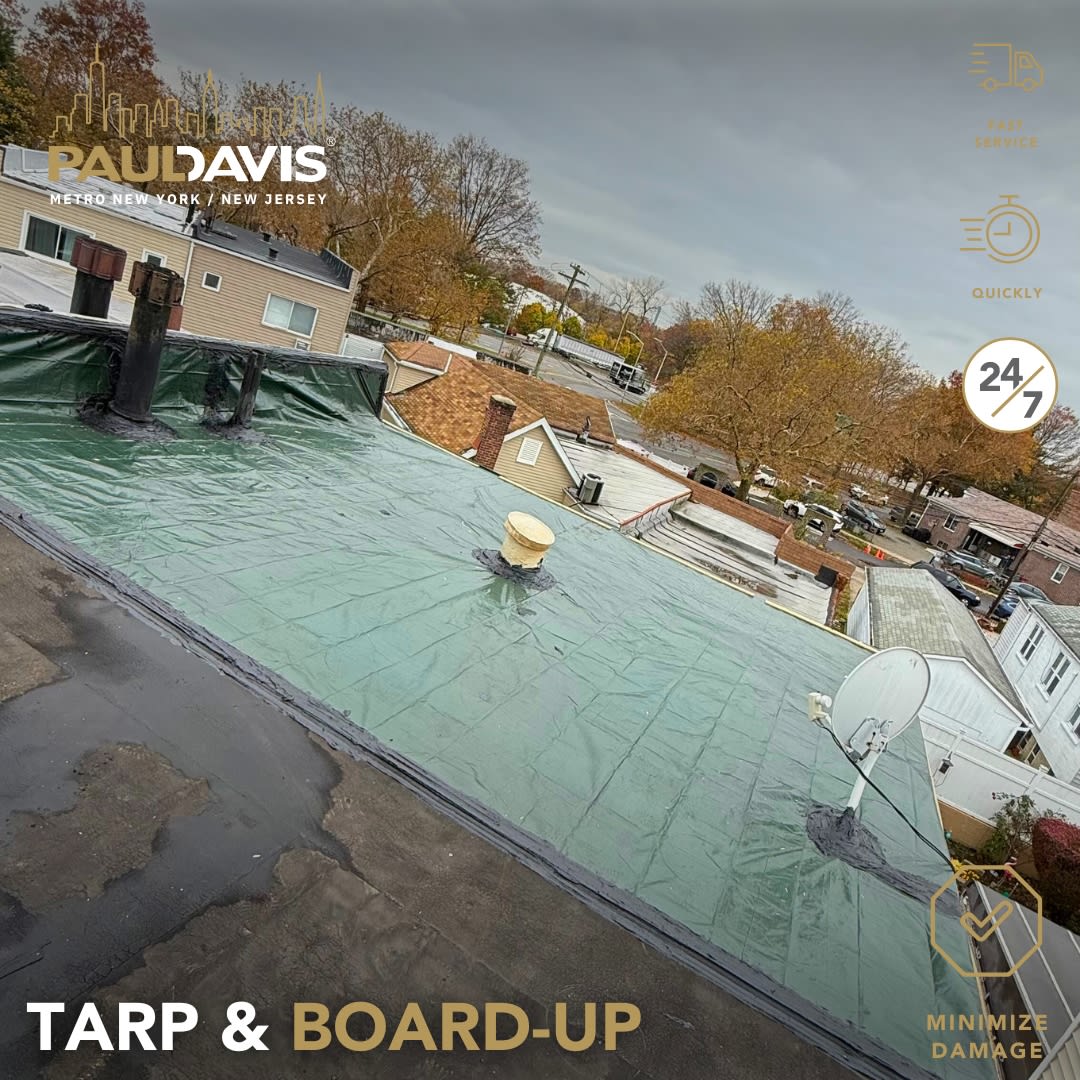 Don’t let damage get worse.

Paul Davis Restoration of Metro NYNJ provides emergency tarp and board-up services to secure your home or business fast after storms, fire, or impact damage.

Call us anytime. 24/7 emergency response.