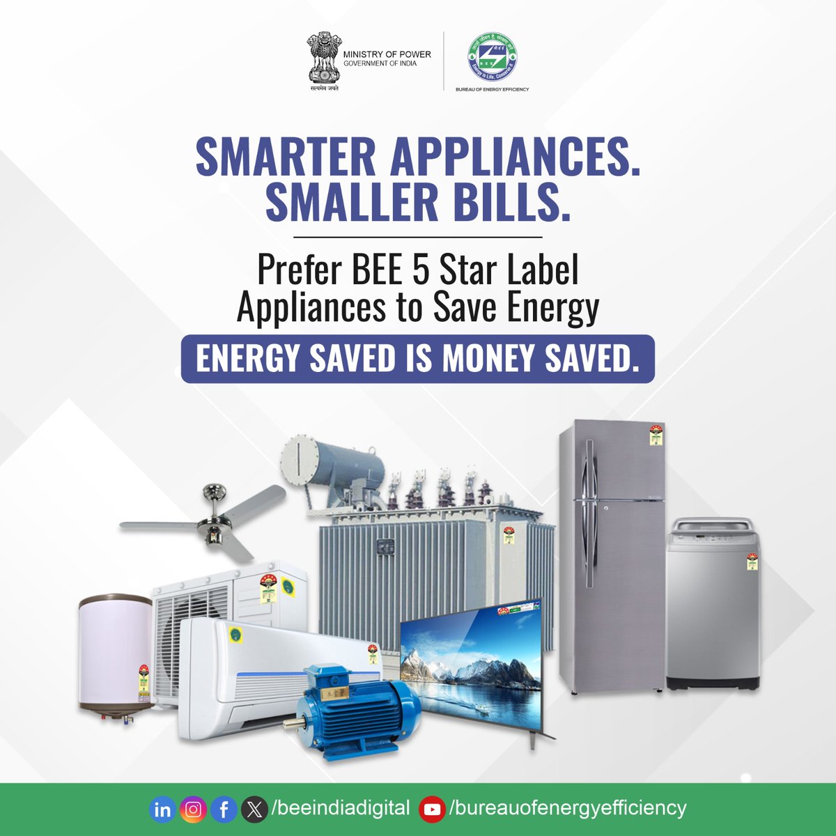 beeindiadigital's tweet photo. Every small step towards efficiency creates a big impact. With BEE Star Labelled appliances, you not only save energy but also reduce costs while ensuring high performance.
Let’s embrace smart choices for a better tomorrow. Learn more: https://t.co/JVP3JAg6xu
#BEEStarLabel https://t.co/d7kLLQzWkB