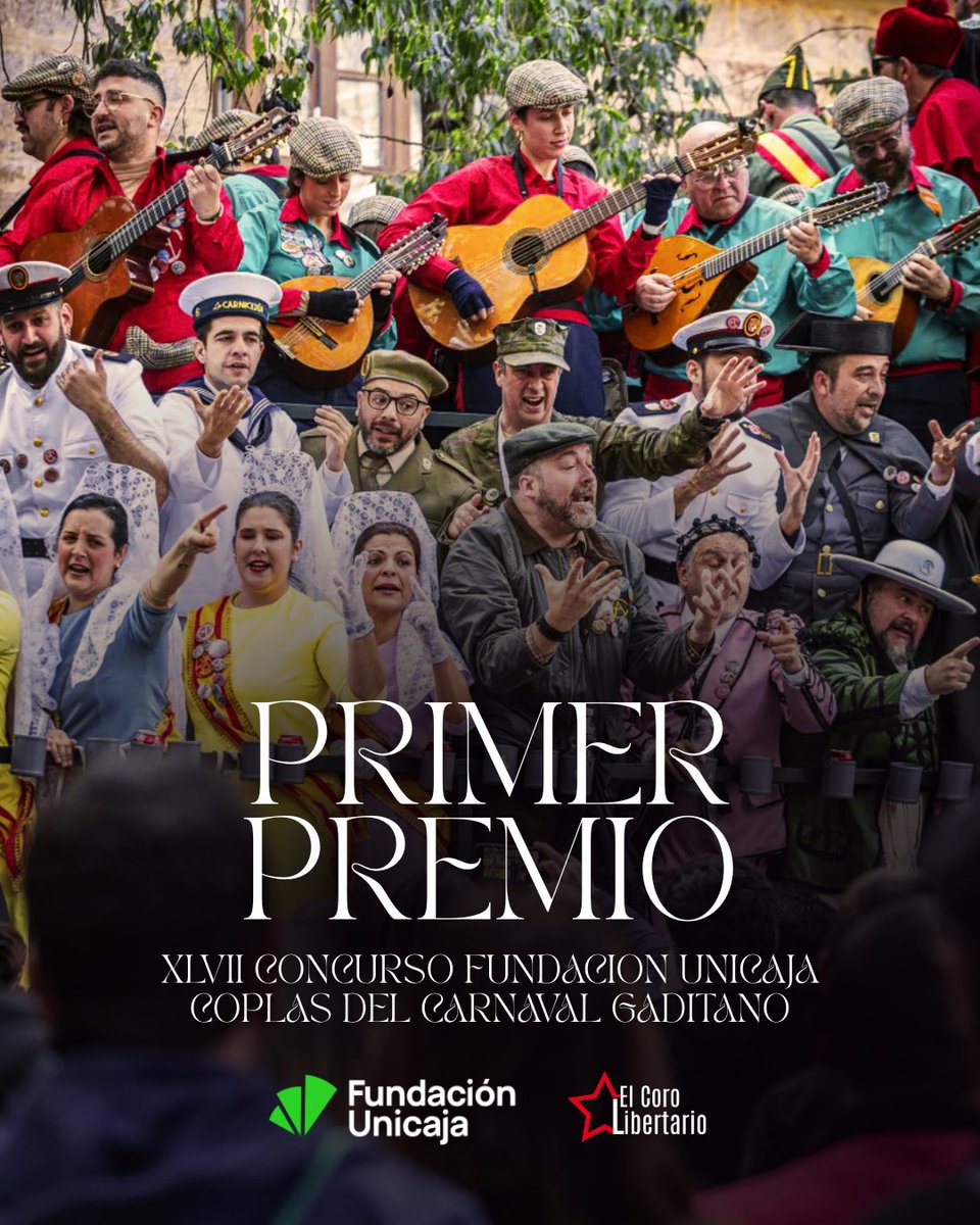 ✊❤️ ¡Gracias al jurado de <a href="/FundUnicaja/">Fundación Unicaja</a> por darnos el primer premio y a todos los que nos hicisteis pasar un momento inolvidable en San Agustín, parecía aquello un festival de rock! 🤘

Seguimos cantando por tus calles, Cádiz, que semana más bonita 🥹❤️‍🔥

#carnavaldecadiz #unicaja