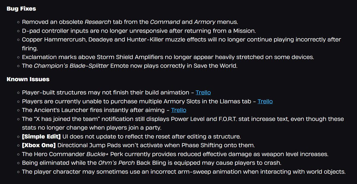 Save the World Patch Notes for 39.50.

Just a bug fix update. (c7s1 has overstayed its welcome atp 😭)