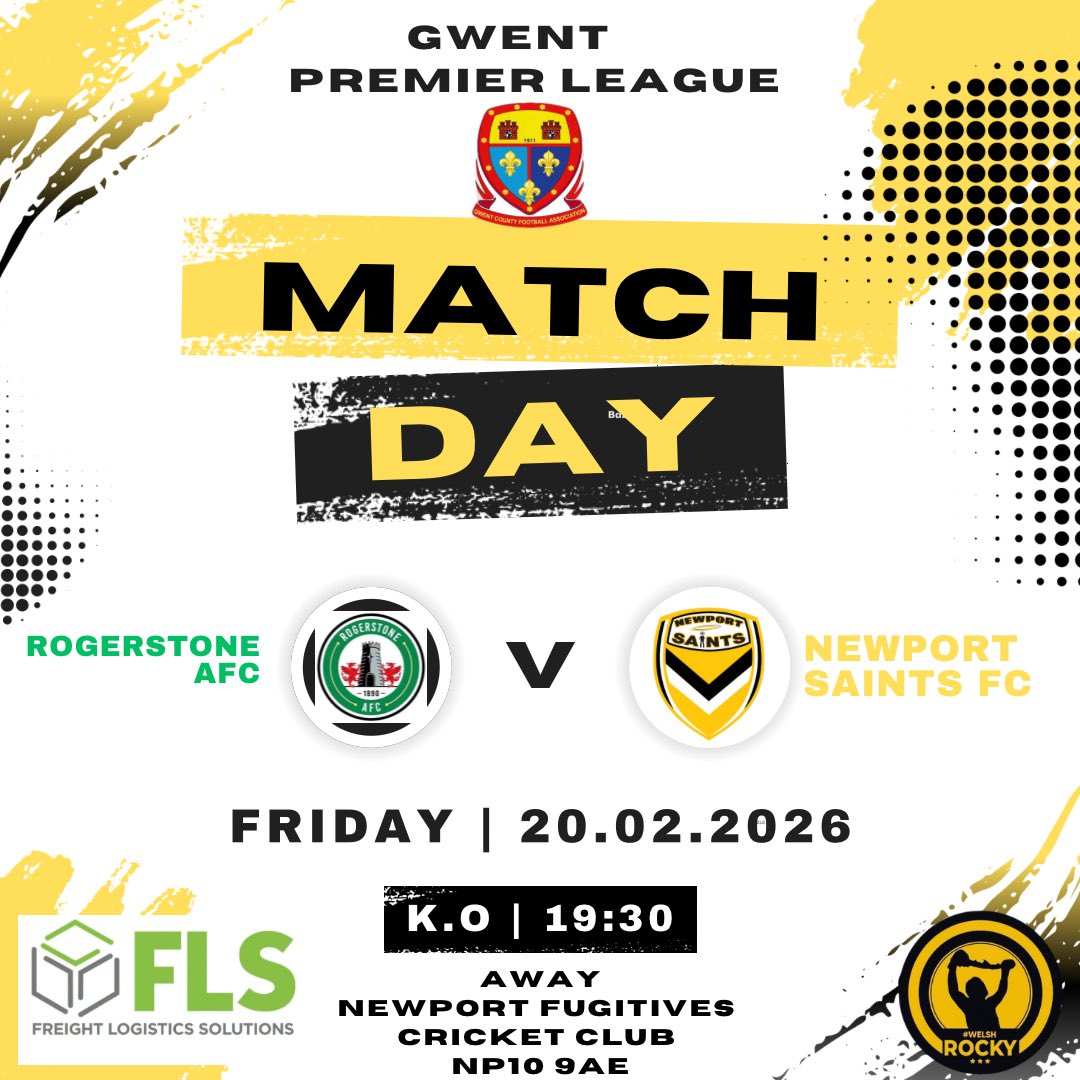 NewportSaintsFC's tweet photo. Friday Night Game for the Firsts this week

1sts vs @RogerstoneAFC 
🏟️ Away - Newport Fugitives
⚽ 19:30 Kick Off 
🅿️ Serennu Children's Centre NP10 9LY 

Come along and support the lads 

#upthesaints #uts 💛🖤 https://t.co/PQtRTmwb01