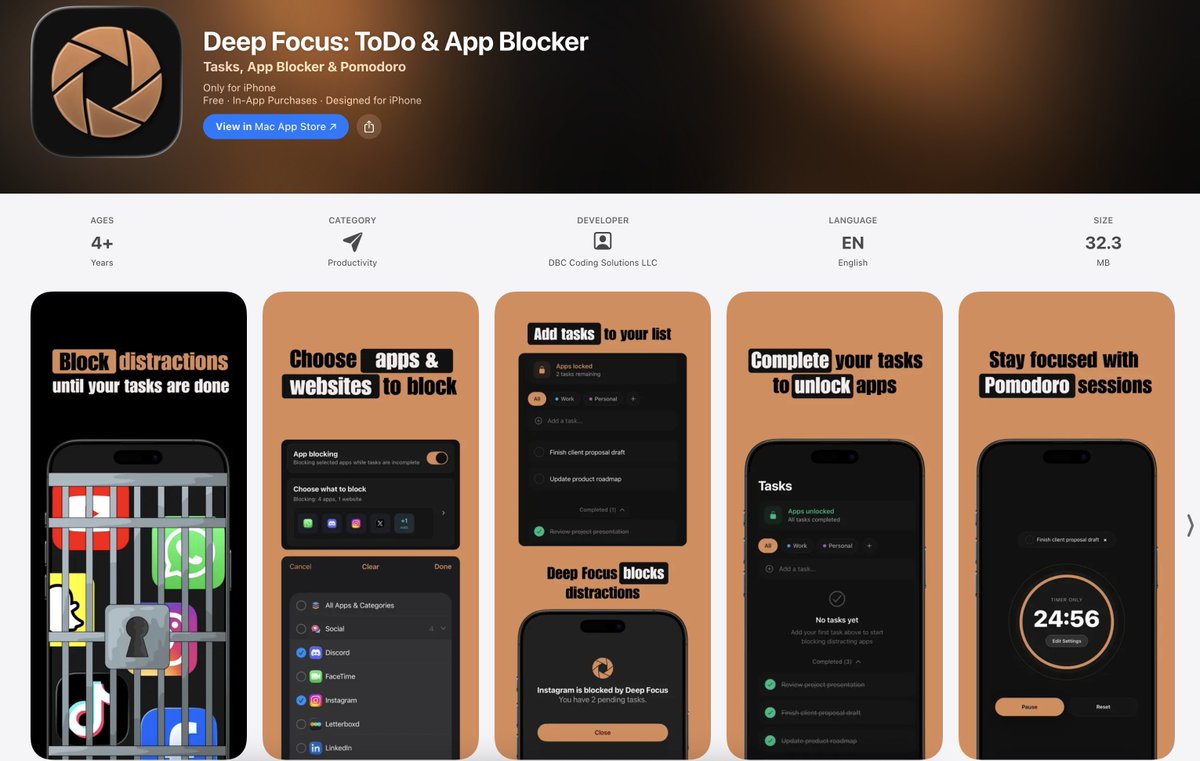 Deep Focus 1.3.0 disponible en la App Store 🚀 🔷 Bloquea apps ...