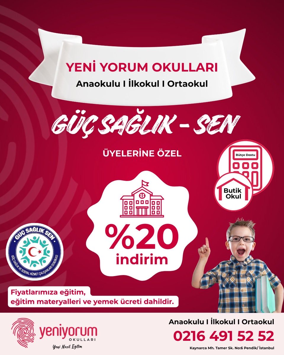 Sendika Üyelerimize ayrıcalıklarımız devam ediyor.
Özel Yeni Yorum Okulları üyelerimizin çocuklarına %20 indirimlidir.
@isahed_isahed 
#ebe #hekim #hemsire #sağlıkmemuru #aciltıpteknisyeni