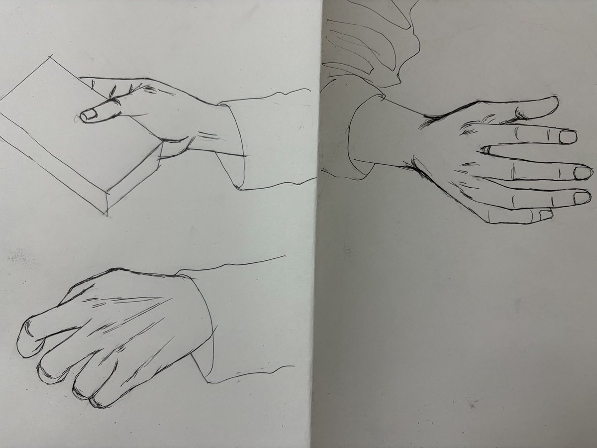 自分の手の模写
私の手の甲は骨も見えるし血管も見える 