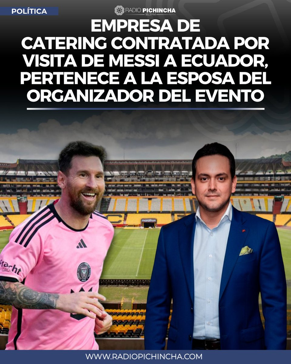 🏛️ #Política | El organizador del partido entre Inter Miami de Messi y Barcelona SC también resultó beneficiado con un contrato estatal. Dos días antes del encuentro, el Ministerio de Producción adjudicó USD 300.000 + IVA a Showfood S.A.S., empresa de catering vinculada a su