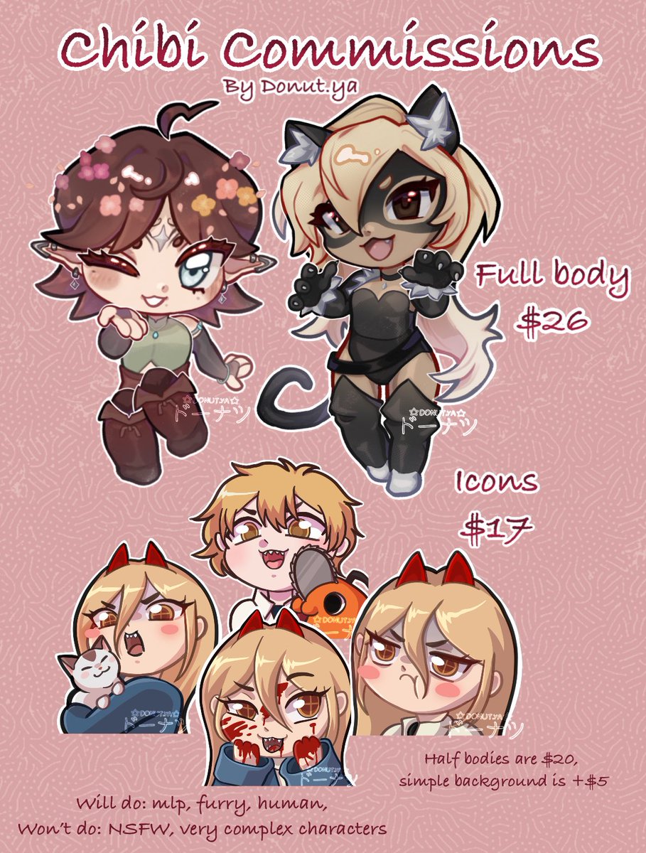 Donu1ya's tweet photo. pls commission me I love making these silly little chibis 🩷 
#commissionsopen #chibi #chibicommission #animecommission #anime #cute https://t.co/9DRa84cWXS