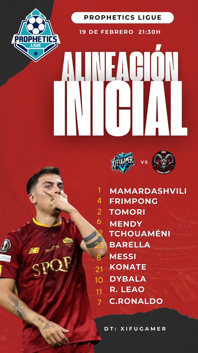 Ya tenemos alineación oficial para el partido de esta noche en la <a href="/PropheticsLigue/">Prophetics Ligue</a> contra <a href="/fdrshine/">FDRSHINE</a> a las 21:30