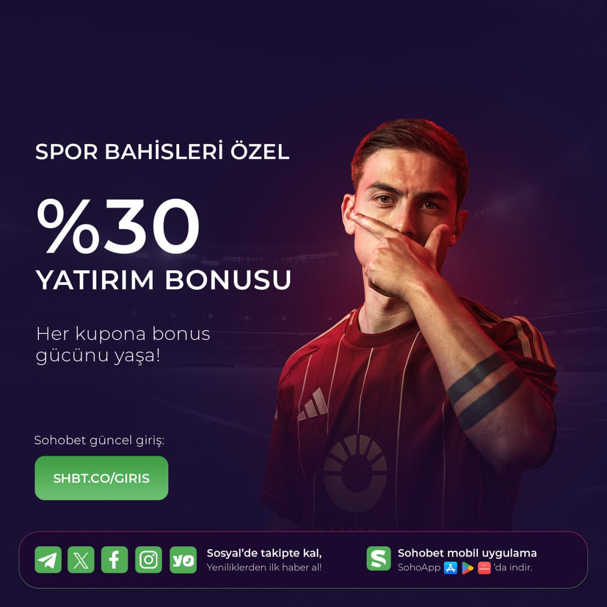 🎯 Spor Bahislerine Güç Kat!

📢 %30 Yatırım Bonusu şimdi Sohobet’te!
Her kupona ekstra güç, her bahise daha fazla kazanç! ⚽️🔥

💰 Bahis heyecanını katla, bonusun tadını çıkar!

➡️ shbt.co/giris