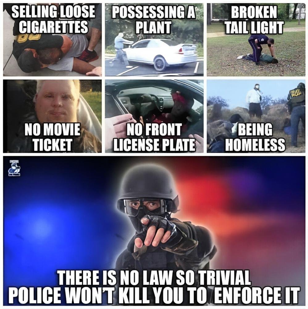PoliceThePolic1's tweet photo. Every “minor offense” becomes a major threat when the state has decided your life is disposable. https://t.co/26PHEqRfHz