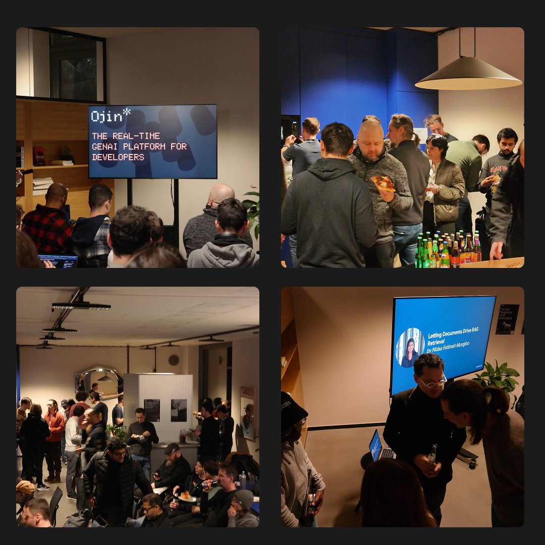 Full House last night @ OjinAixHaus  

Thanks to <a href="/GDGBerlin/">GDG Berlin</a>  x <a href="/Cloudflare/">Cloudflare</a> organisers.
Berlin’s AI builders showed up:  

LLM apps &amp; RAG. 
Autonomous JS agents. 
Document driven retrieval.  

This is AI in Berlin. More soon.  
#BerlinAI #OjinAixHaus #GDGBerlin #BuildersMeetup