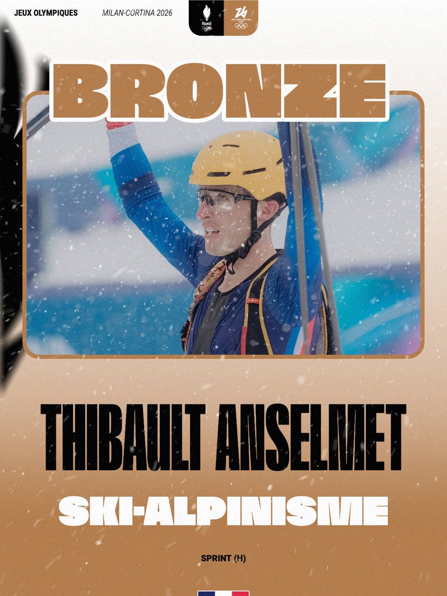 LE BRONZE OLYMPIQUE 🥉

Thibault Anselmet monte sur le premier podium olympique de l’histoire du ski-alpinisme après une incroyable remontée 🥵

#AllezLesBleus #MilanoCortina2026