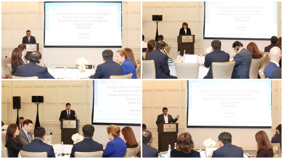 MinEconomyAZ's tweet image. BMT və Azərbaycan arasında Dayanıqlı İnkişaf üzrə Əməkdaşlığa dair yeni Çərçivə Sənədinin birinci və ikinci nəticə qruplarının iclasları keçirilib.

Ətraflı –  shorturl.az/EAaMt

#EconomyAz