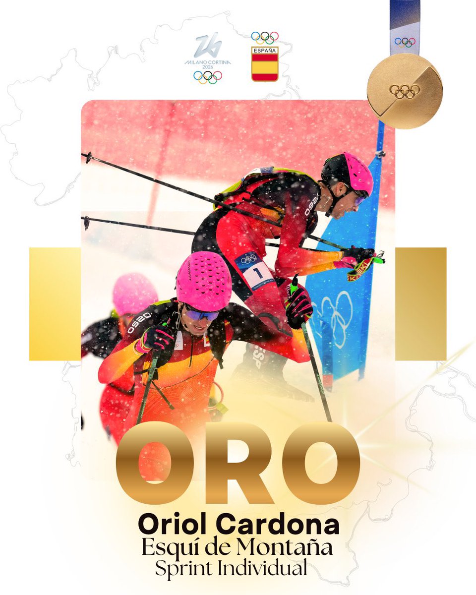 Enhorabona <a href="/OriolCardonaa/">Oriol Cardona</a> per la medalla als JJOO de Milà-Cortina! 🥇
Or històric!

Orgull immens pel teu treball i compromís!

I <a href="/ot_ferrer14/">Ot Ferrer Martinez</a>, felicitats pel diploma olímpic! 💪

Gràcies a tots dos per portar l’esquí de muntanya català al màxim nivell 👏

#Esportcat