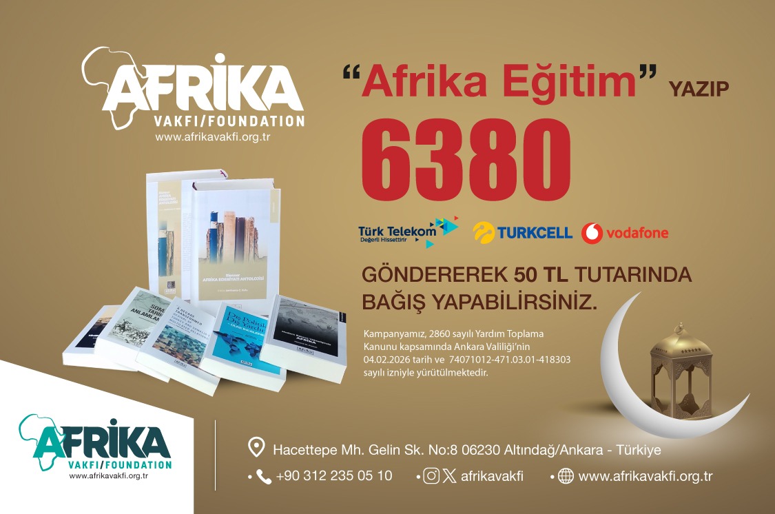 afrikavakfi's tweet photo. 📌 Afrika bölgesine yönelik bilgi üretimini sürdürmek ve Türkiye–Afrika ilişkilerini güçlendirmek için eğitime ve bilgiye sağlayacağınız destek çok değerli.

📲 Destek olmak için “Afrika Eğitim” yazıp, 6380’e göndererek 50 TL tutarınde bağış yapabilirsiniz. https://t.co/Slay4h0Shs