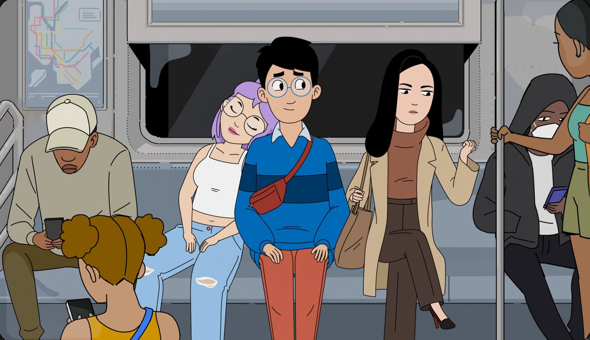 netflix's tweet photo. Here’s your first look at DANG!

Andrew Law, Stephanie Hsu, and Poppy Liu star in this new adult animated comedy series from Andrew Law, Matt Murray, and Mike Schur about a brother and sister whose fun, messy lives are interrupted when their high-achieving older sister shows up. Premieres later this year.