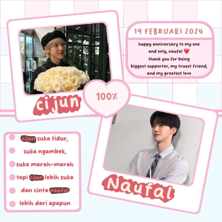 two years, 730 days, countless memories. you are still my best decision, my biggest comfort, and my favorite person. thank you for being you. happy 2nd anniversary, my beloved naufal❤️