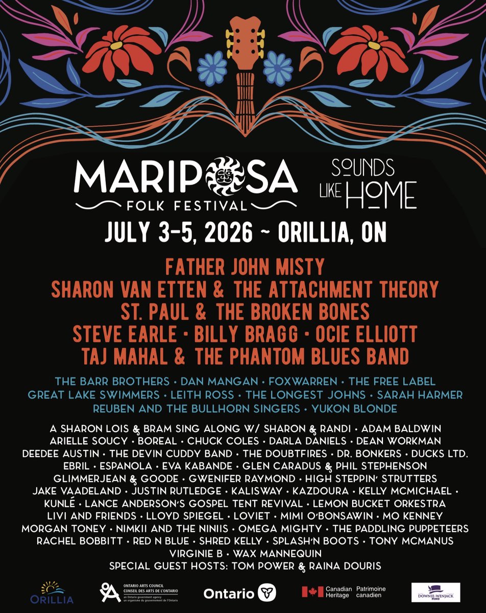 🌺I’m honoured to be performing at the famed <a href="/mariposafolk/">Mariposa Folk Festival</a> Festival this summer. This year’s bill is a who’s who of heroes and I’m kinda stunned to be a part of it. See yall in beautiful Orillia. ☮️💜AB🌺 Passes on sale now: adambaldwin.ca/tour