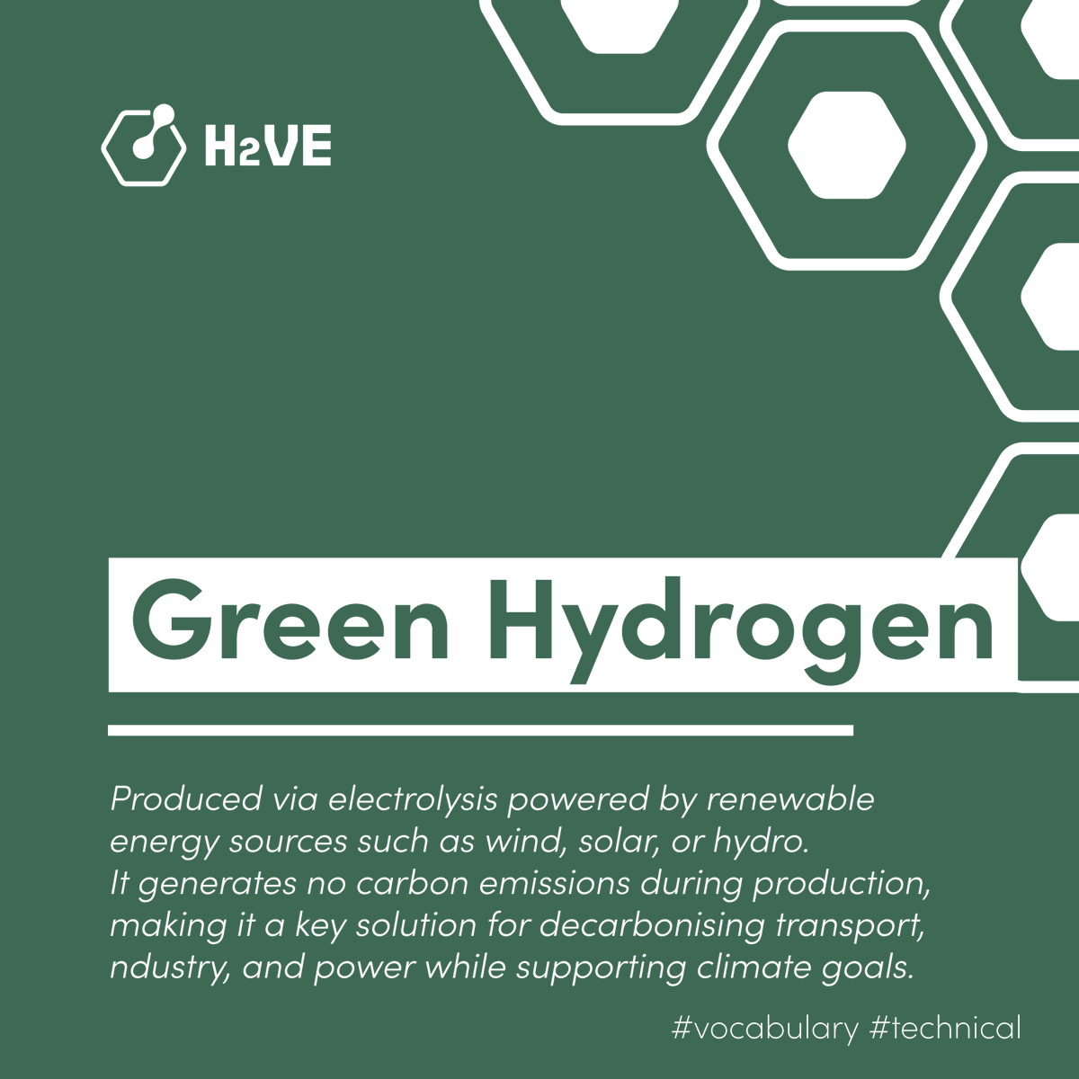 🔍 H2VE Vocabulary | Green Hydrogen

Green hydrogen is produced via electrolysis powered by wind, solar or hydro. It creates no carbon emissions during production and supports decarbonisation of transport, industry and power systems.

#H2VE #GreenHydrogen #CleanEnergy