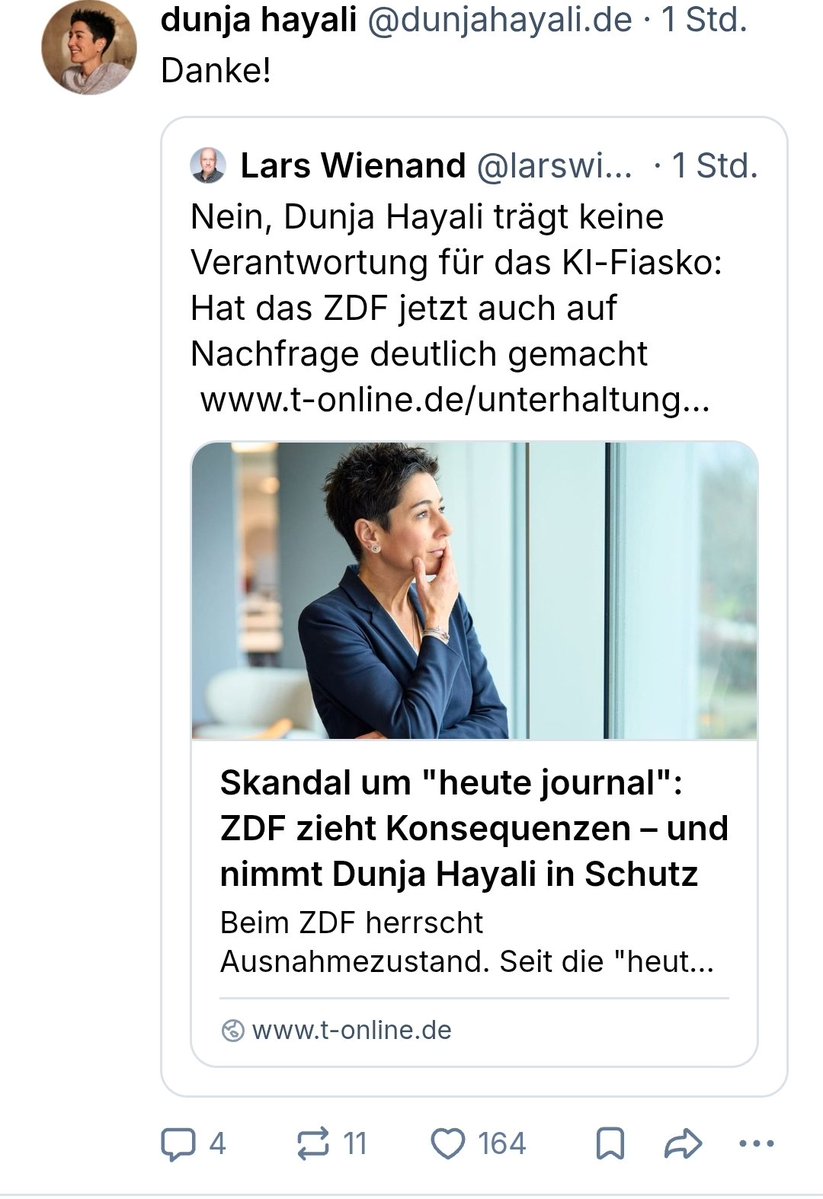 OERRBlog's tweet image. Dunja Hayali äußert sich bei Bluesky zum Skandal um das #HeuteJournal. #OerrBlog