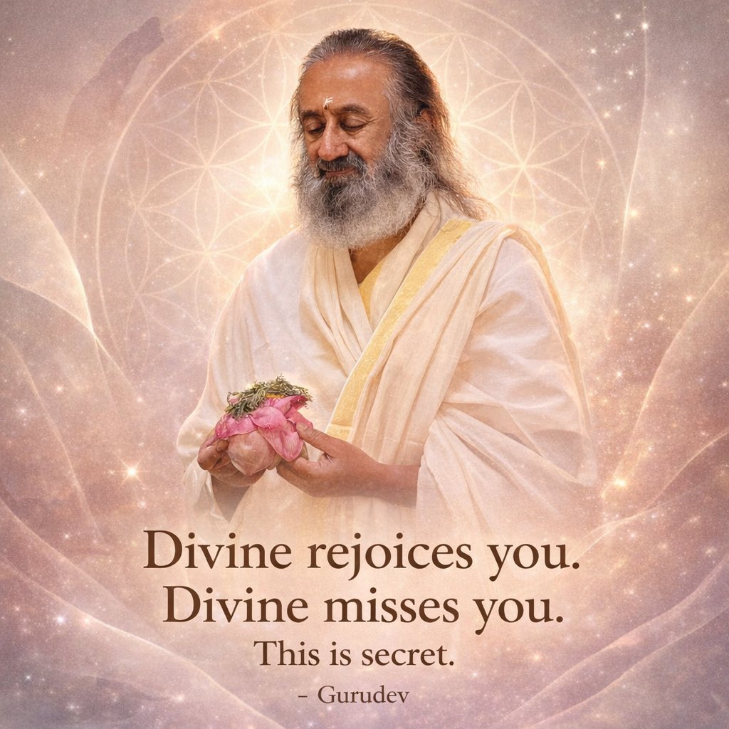 Divine rejoices you. Divine misses you. This is secret. -Gurudev