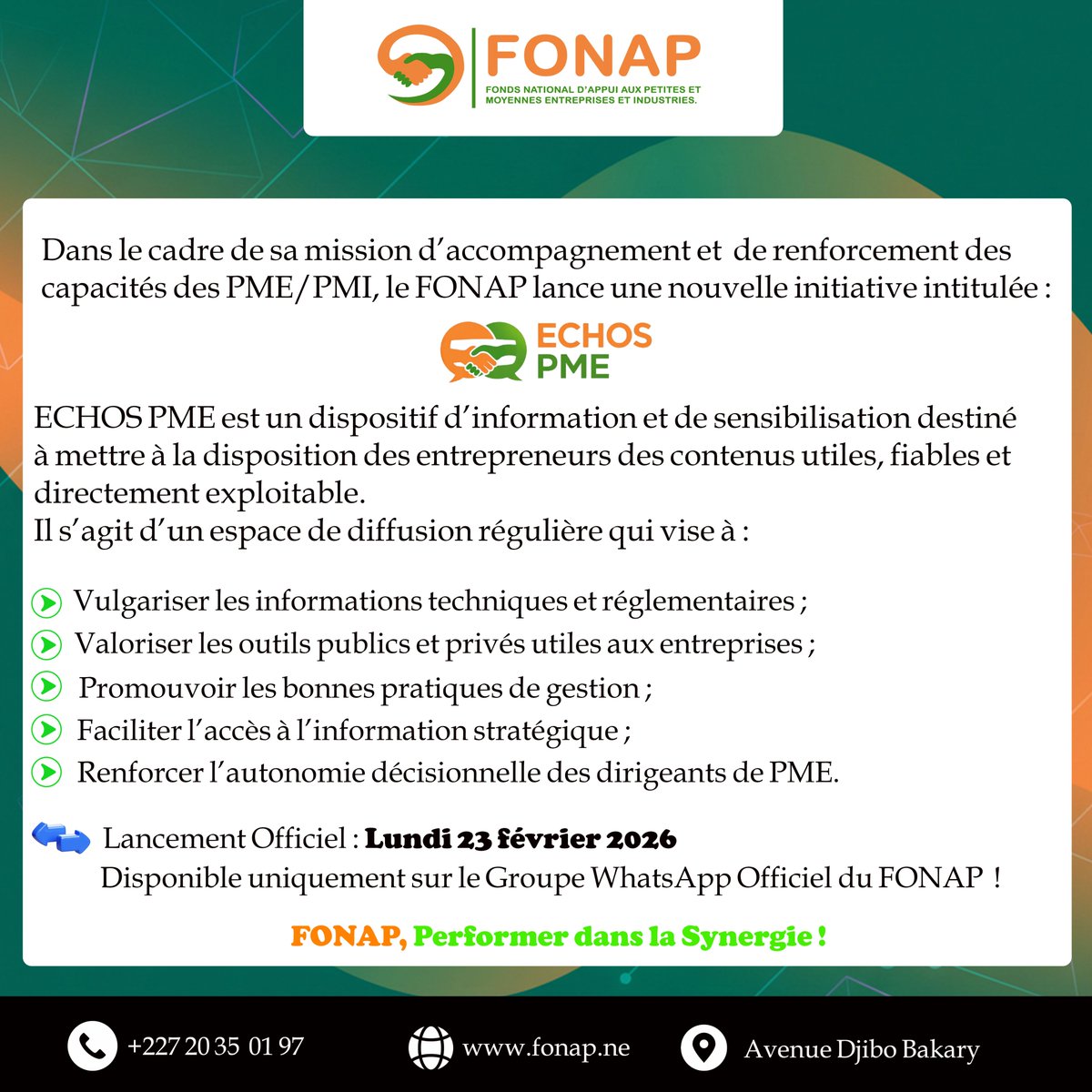 Fonds National d'Appui aux PME/PMI (FONAP) tweet media