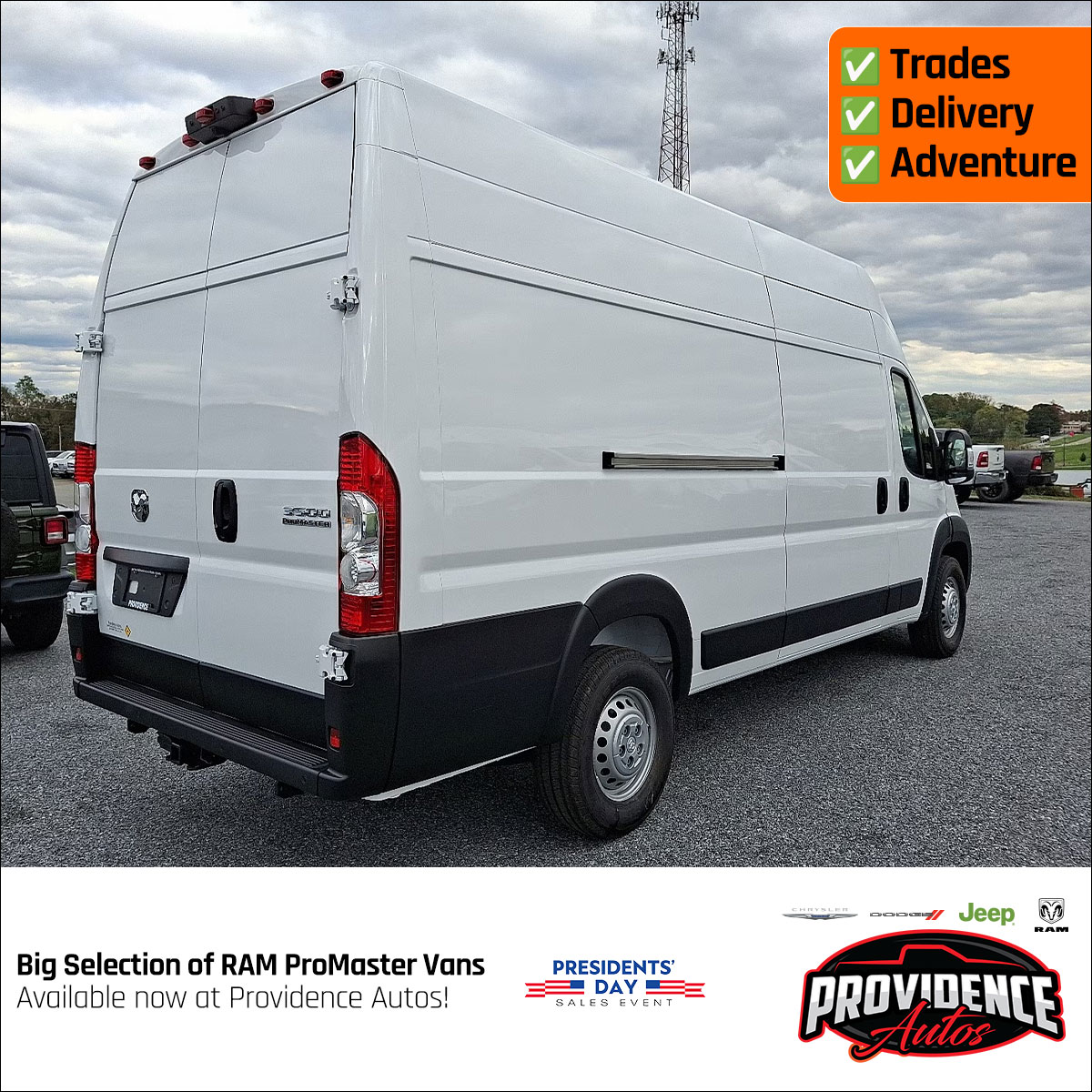 thebuckpa's tweet image. Your business needs the right van for the job. With a wide selection of RAM ProMaster vans ready to go, Providence Autos is your Commercial Van HQ!

Browse inventory: bit.ly/4tPt5jY

#RAMProMaster #CommercialVans #WorkReady #FleetVehicles #ProvidenceAutos