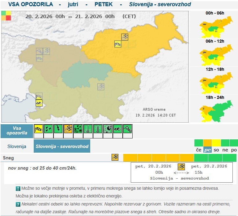 ARSO izdal oranžno opozorilo za sneženje jutri 🌨️❄️