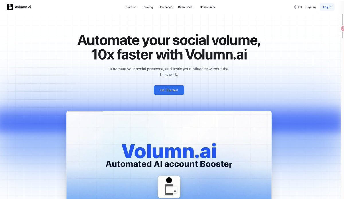 MaxForAI's tweet image. 很高兴跟大家介绍我的第一个产品Volumn.ai🎉

在这里你可以让你的账号获得10倍的增长（虽然实测是100倍，但我的cofounder说不要说那么满hahaha

需求是来自最近的一些增长顾问服务，很多founder本人和产品的x账号其实都没有精力运营。

过去这个任务通常都给专门的人在运营或者实习生。