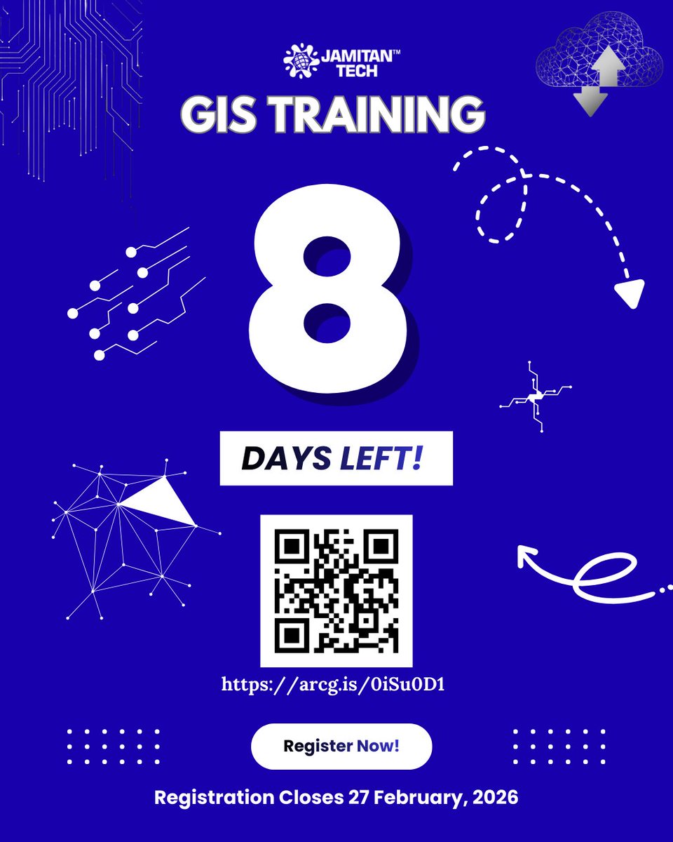 Jamitan_Tech's tweet photo. ⏳ 8 days. The door’s closing.

This isn’t just a GIS class! It’s practical tools, real workflows, and a portfolio that proves you can deliver.

Move now!

Reg Closes February 27th 
https://t.co/GLi0LVrFf1

Classes start March 2nd
#GIS #Geospatial #CareerGrowth #Learn https://t.co/m7O39sPucx