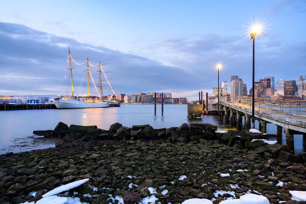 Blue Hour with the Tall Ship — Lewis Mall Wharf, Boston.