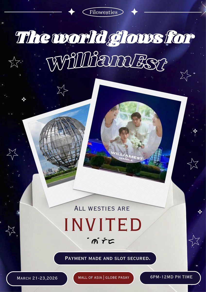 WESTIESSSSSS MAG INGAYYYY!!!! 🥳

WilliamEst is finally coming to the Philippines for their very first fan meeting, and we are making sure their welcome is nothing short of legendary.

FILO WESTIES X MV112000 <a href="/MV112000/">MV</a> (USA) have united to create something truly unforgettable.