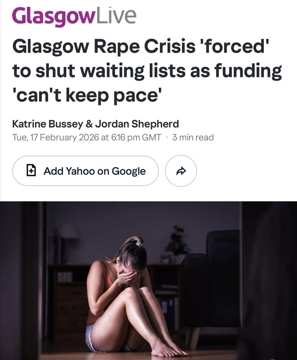 Scotland’s largest rape crisis centre said it has been “forced” to shut two of its waiting lists for help as the funding it receives “can’t even keep pace with supporting survivors”.

The rape of the UK is out of control….
