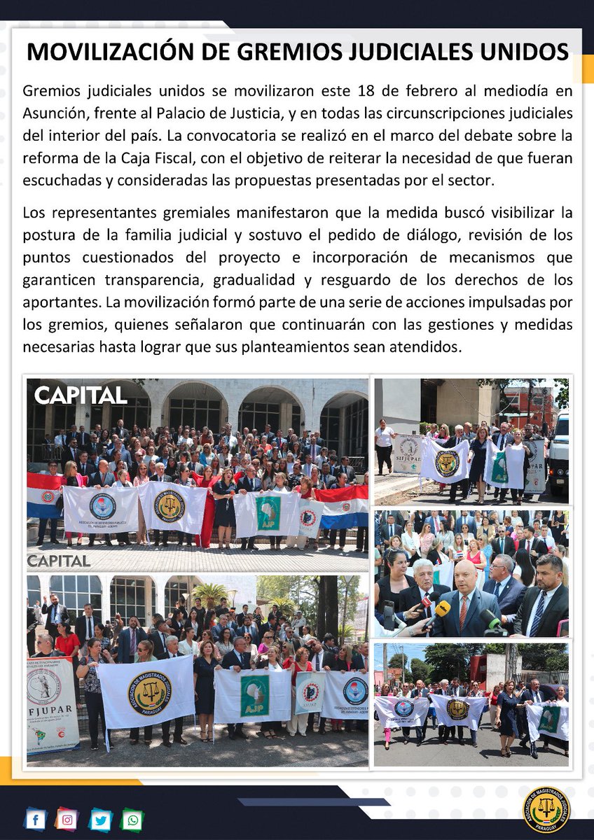 AMJPINFO's tweet photo. MOVILIZACIÓN DE GREMIOS JUDICIALES UNIDOS https://t.co/tieCzDPphq