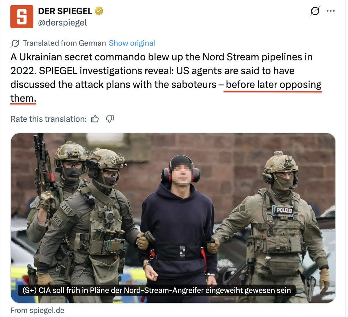 Yeaaaah right. This is a textbook example of what you might call drip-feed disclosure or strategic normalisation: a communication strategy where information pertaining to a particularly controversial truth — in this case the fact that the US blew up Nord Stream — is released