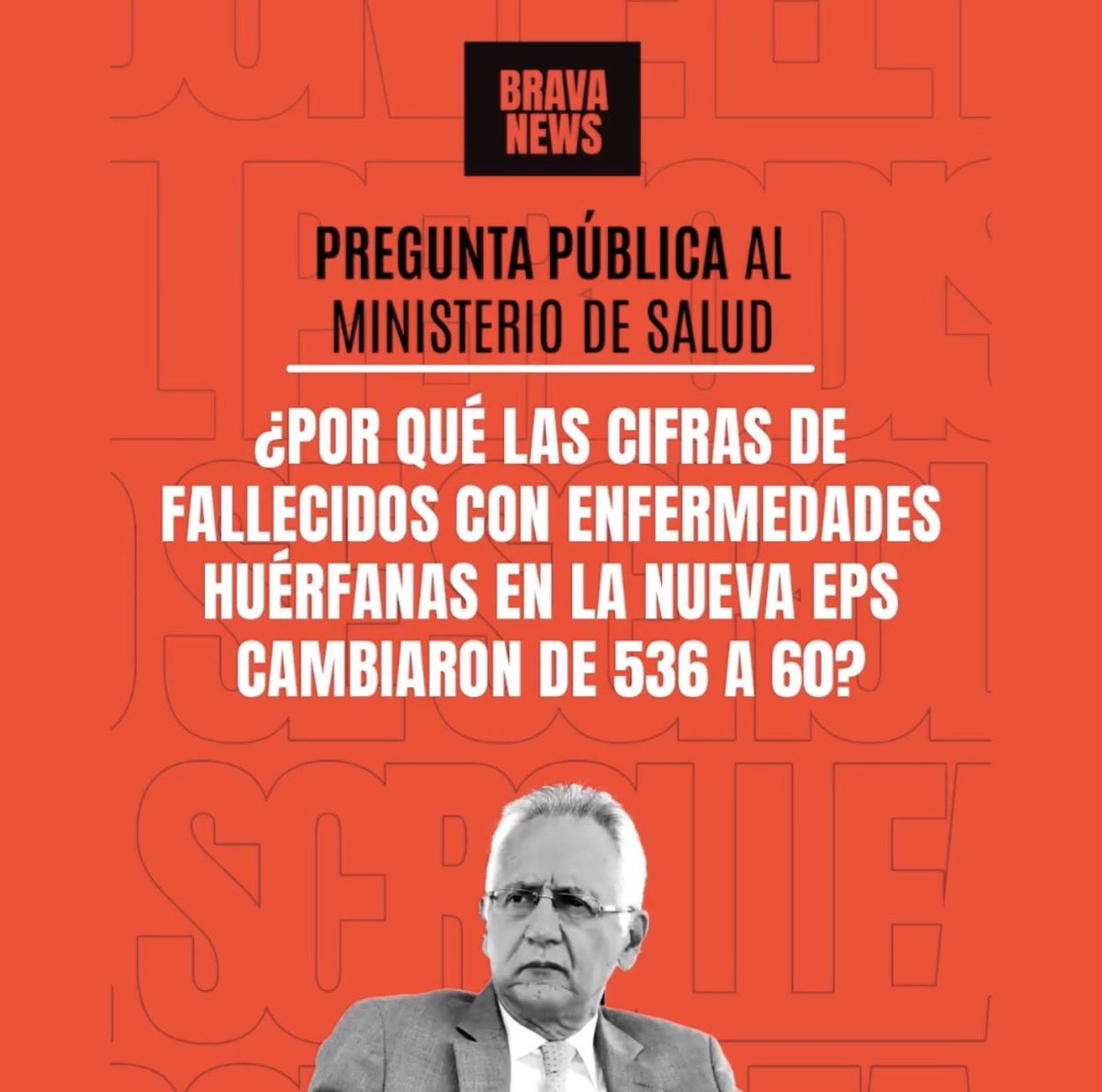 FALLECIDOS NUEVA EPS: Ayer le pregunté al ministro de Salud Guillermo Alfonso Jaramillo: ¿Por qué las cifras de fallecidos con enfermedades huérfanas en Nueva EPS pasaron de 536 a 60? Han pasado 24 horas. Revisé nuevamente el SISPRO y los datos siguen iguales. ¿Qué está pasando