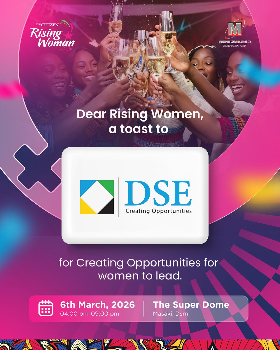 TheCitizenTz's tweet photo. We welcome Dar es Salaam Stock Exchange to The Citizen Rising Woman. Their commitment to #CreatingOpportunities supports women’s leadership and shared value across the economy.
#TheCitizenRisingWoman ❁ ┃ #GiveToGain ✿ ┃ #RWI2026 ❀ https://t.co/t2SEZUqTIG