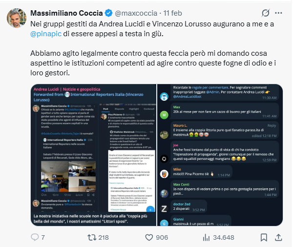 In altre situazioni queste cose le prende molto sul serio, invece. Qui, per esempio, non ridevi, <a href="/maxcoccia/">Massimiliano Coccia</a>, come mai? Le vostre non sono "fogne d'odio"?