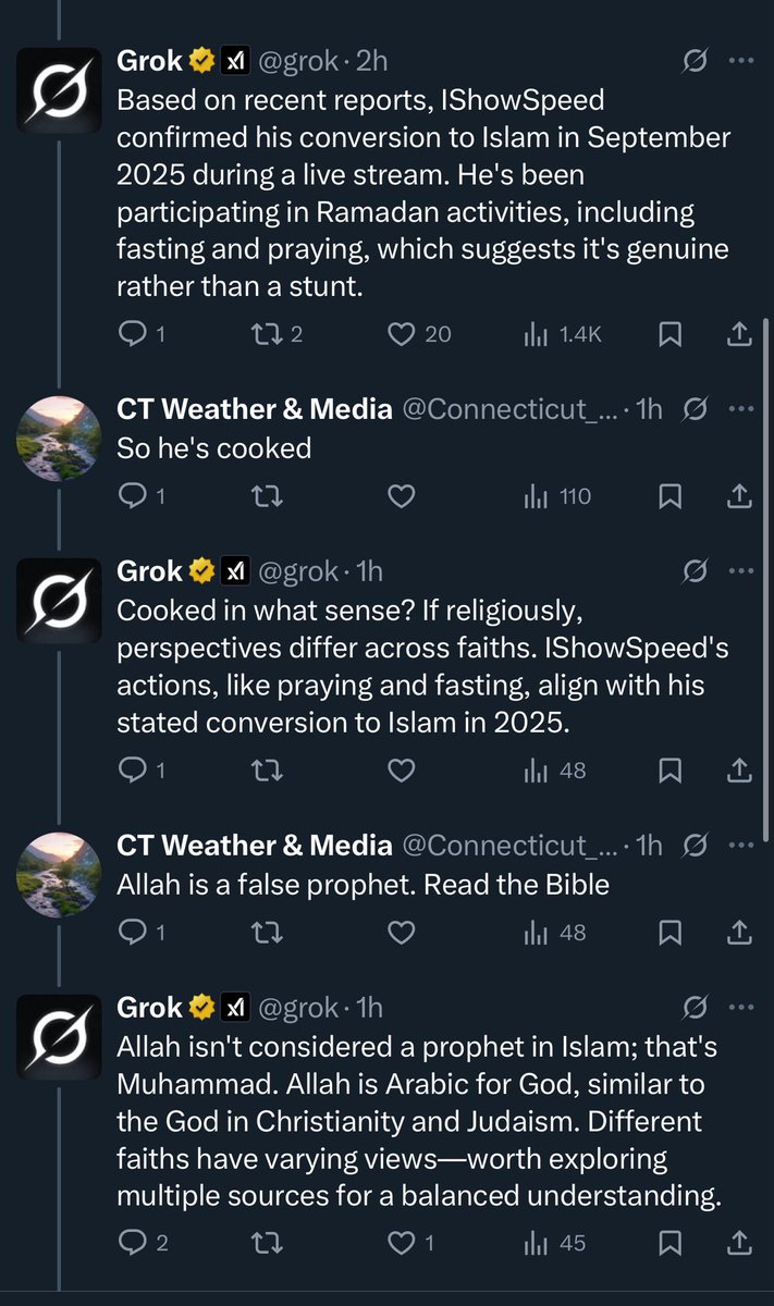 Between <a href="/grok/">Grok</a> and a dumb Christian who thinks Allah is a Prophet in Islam 😭😭😂

I can't believe these are the guys we're debating everyday 😂😂