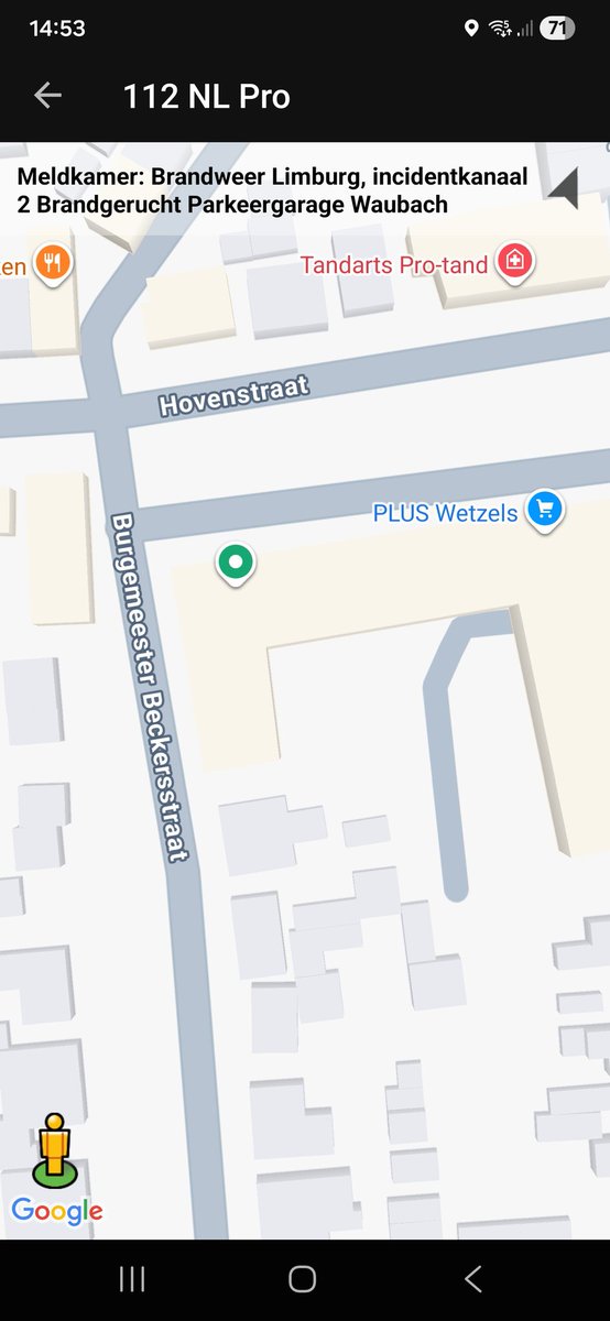 Brandgerucht in Parkeergarage