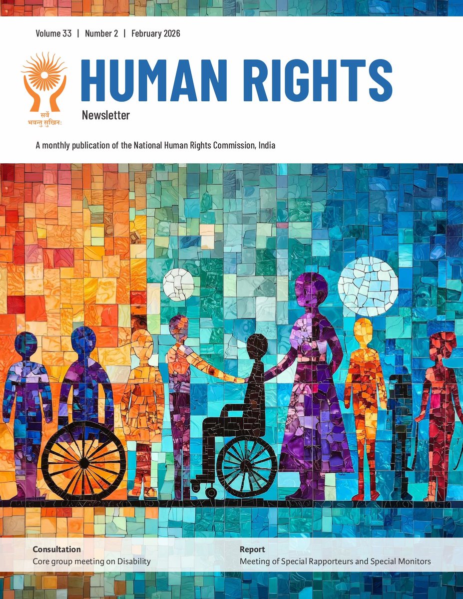 The February 2026 edition of NHRC, India’s Newsletter is here! Explore the latest insights shaping the human rights discourse at: nhrc.nic.in/assets/uploads…
<a href="/PIBHomeAffairs/">PIB - Ministry of Home Affairs</a> <a href="/PIB_India/">PIB India</a> <a href="/PTI_News/">Press Trust of India</a> <a href="/airnewsalerts/">All India Radio News</a> <a href="/EduMinOfIndia/">Ministry of Education</a> <a href="/Ganhri1/">GANHRI</a> <a href="/APFHumanRights/">Asia Pacific Forum</a> #HumanRights #NHRC #Newsletter