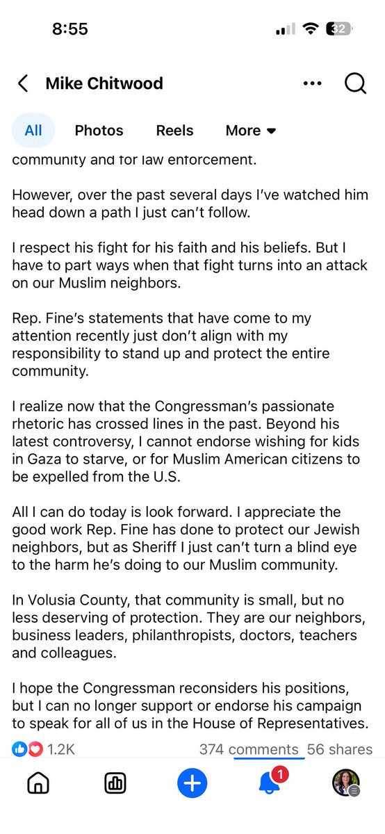 A few days ago we called on the Sheriff’s who endorsed Randy Fine to comment on his bigoted remarks.

Today <a href="/SheriffChitwood/">Mike Chitwood</a> rescinded his endorsement.