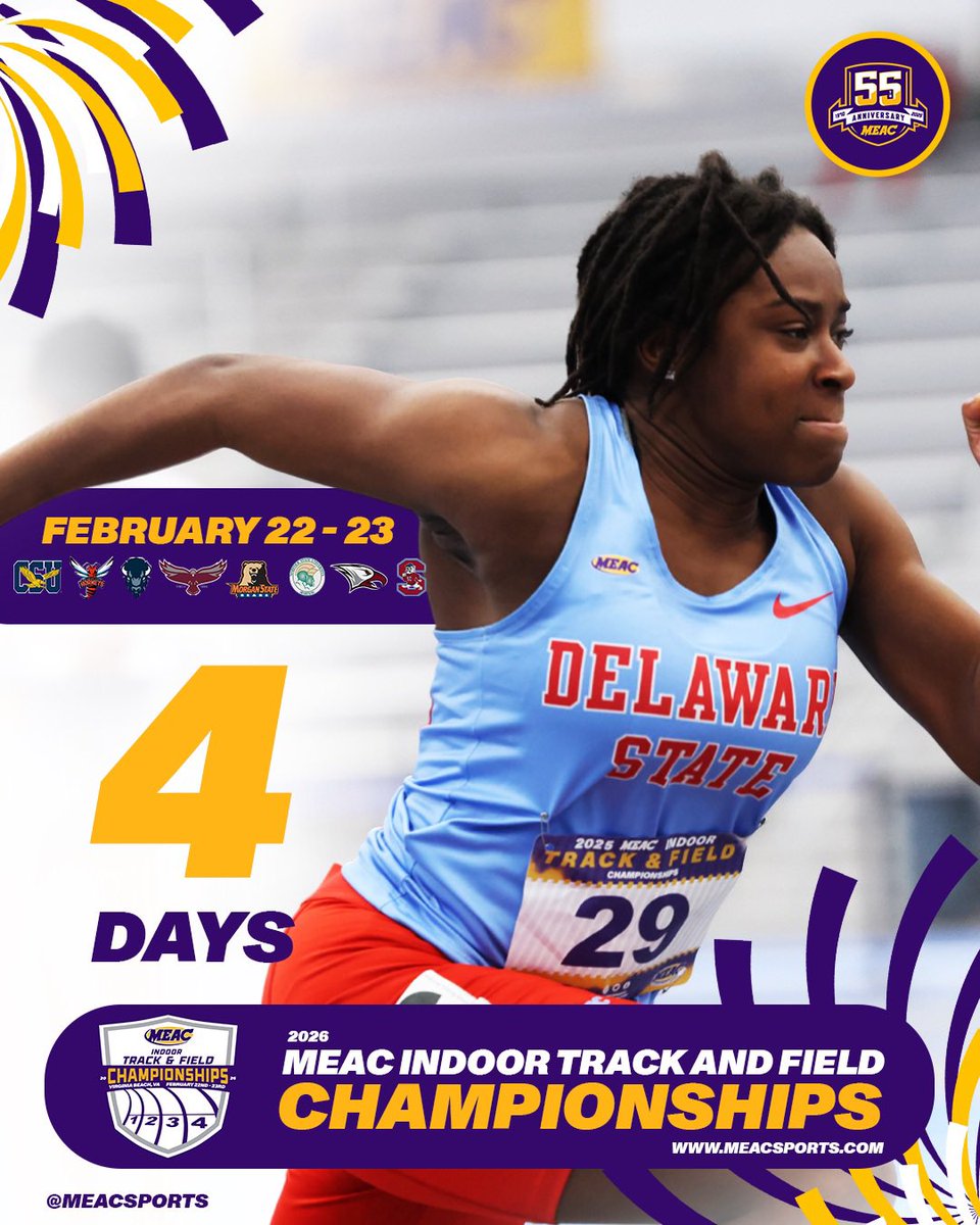 ONLY 4 MORE DAYS! 🤯💨

🏆 MEAC Indoor Track &amp; Field Championships
📍 Virginia Beach, VA
🗓 February 22–23

Don’t Miss It!
Get your tickets at the link 🔗 in bio: meacsports.com