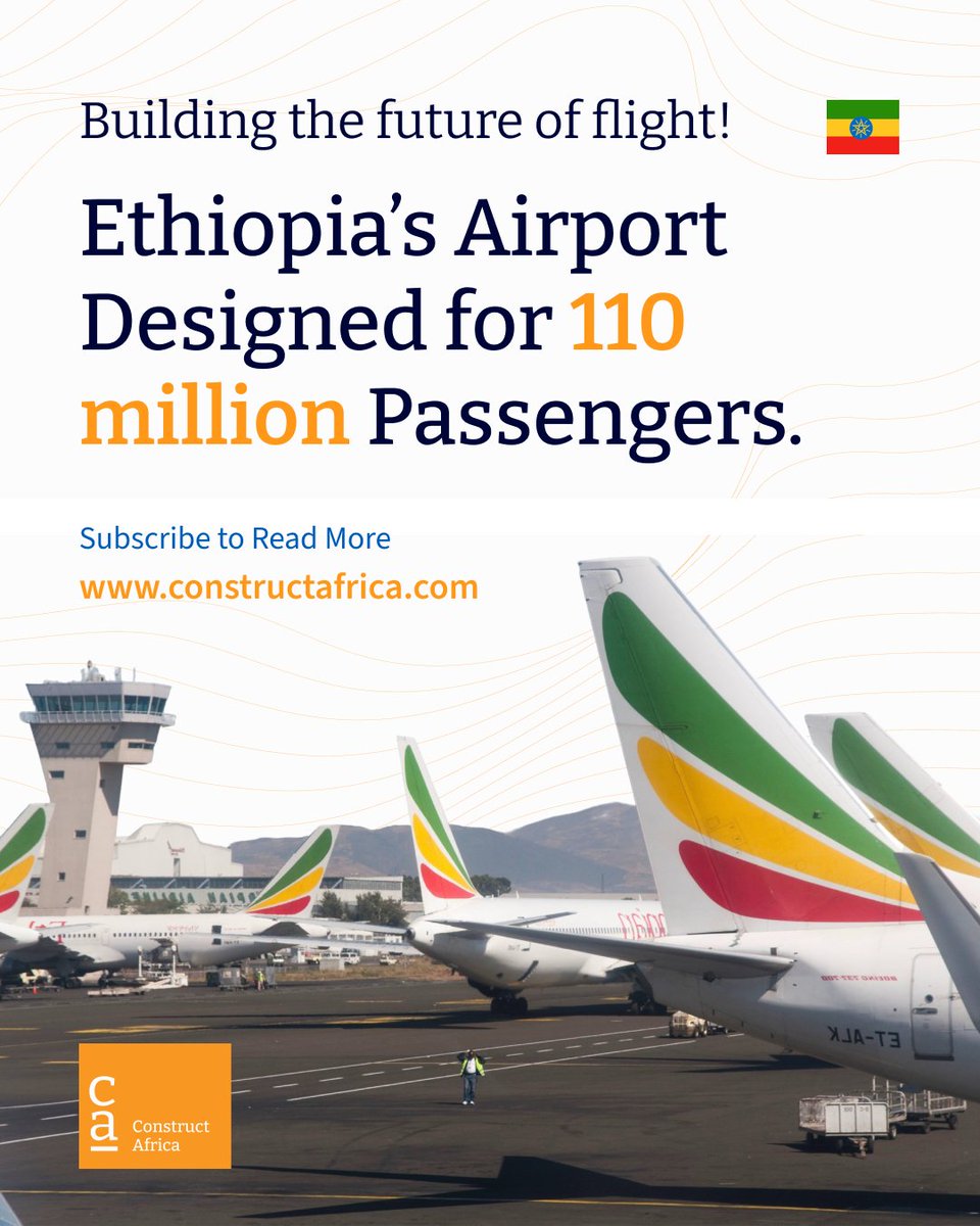 africaconstruct's tweet photo. Ethiopia just broke ground on a mega-airport designed for 110M passengers, a major signal for aviation growth, logistics expansion &amp; long-term infrastructure investment.

A project investors, contractors &amp; aviation players should watch closely.

Read more: https://t.co/8Aw57d7087 https://t.co/g7INJ5cmN0