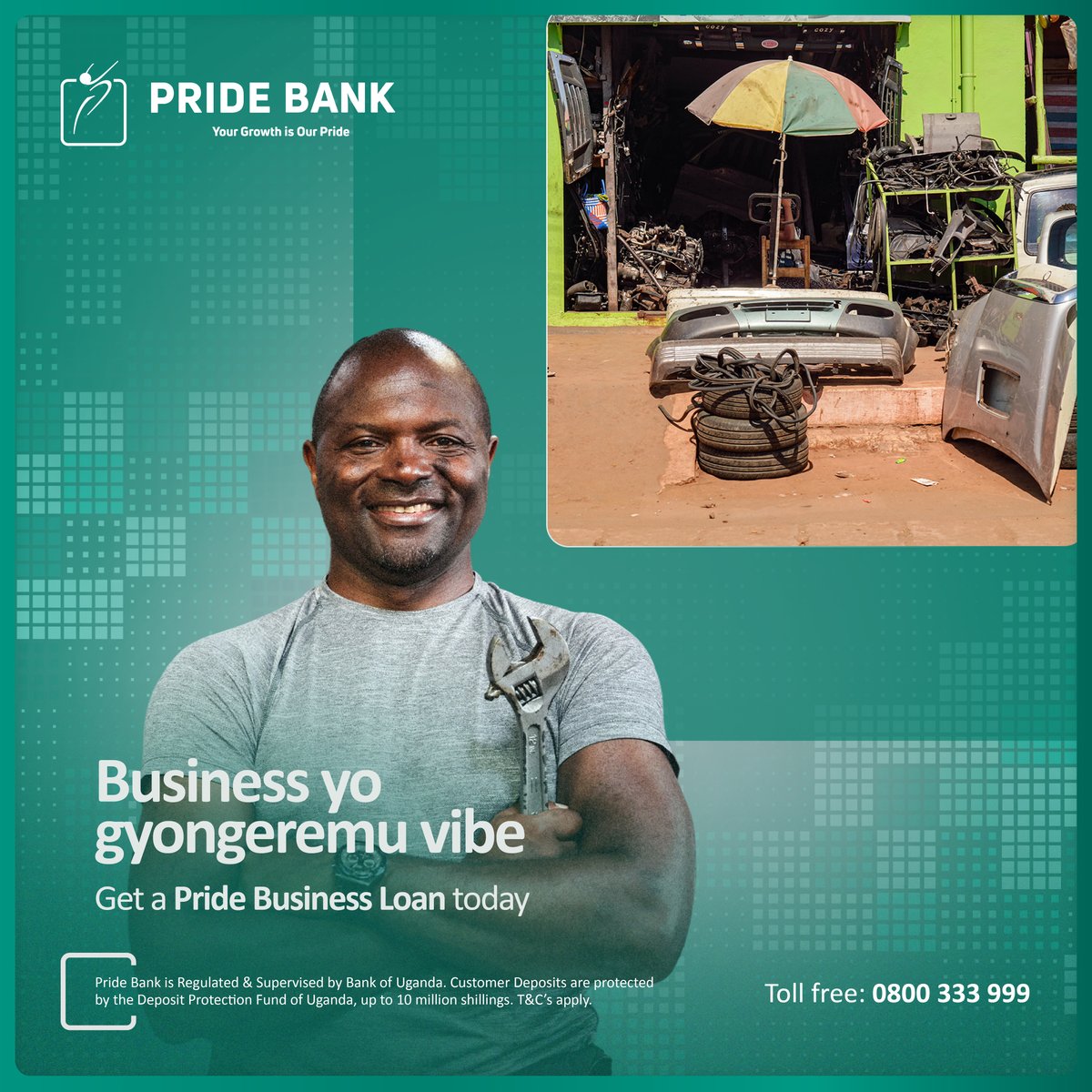 pridebankltd's tweet photo. Every business hits a point where growth needs a push, whether otandika butandisi oba oludde mu kintu.
Fast access, flexible terms and financing built to move at your pace, because momentum matters. 📈💼
#TakePride #ThursdayService #PrideBank https://t.co/aSOUjhSiNZ