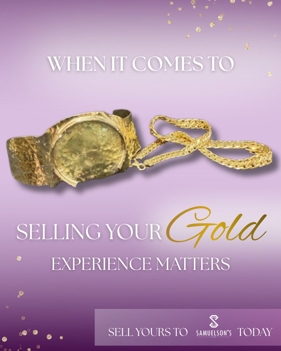 When it comes to selling your gold, experience matters. 🤝
For over 100 years, Samuelson’s Diamonds has been the trusted name for gold buying in the region. 

Learn More About Our Process Here: ow.ly/RUMv50Y1ZuK