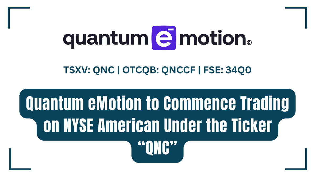 InvestorNews's tweet photo. Quantum eMotion to Commence Trading on NYSE American Under the Ticker “QNC” https://t.co/s4hO1dL3OW
#QuantumCybersecurity #Cybersecurity #QeM #QuantumeMotion @QEM_Corp $QNC $QNC.V $QNCCF cc: @InvestorNews https://t.co/e3qhagDQIz