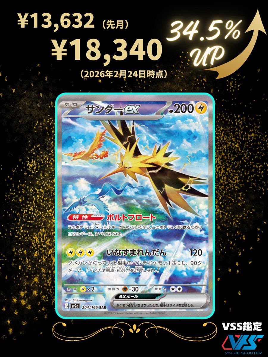 ポケカ相場】サンダーex（SAR）｜ポケモンカード151 レギュ落ち後に