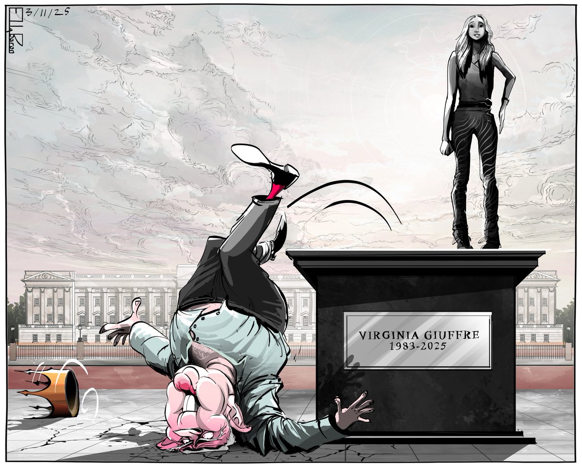 ‘No one is above the law, not even royalty’- #VirginiaGiuffre’s Family
#AndrewMountbattenWindsor #Epstein
(my Guardian cartoon 03/11/25)