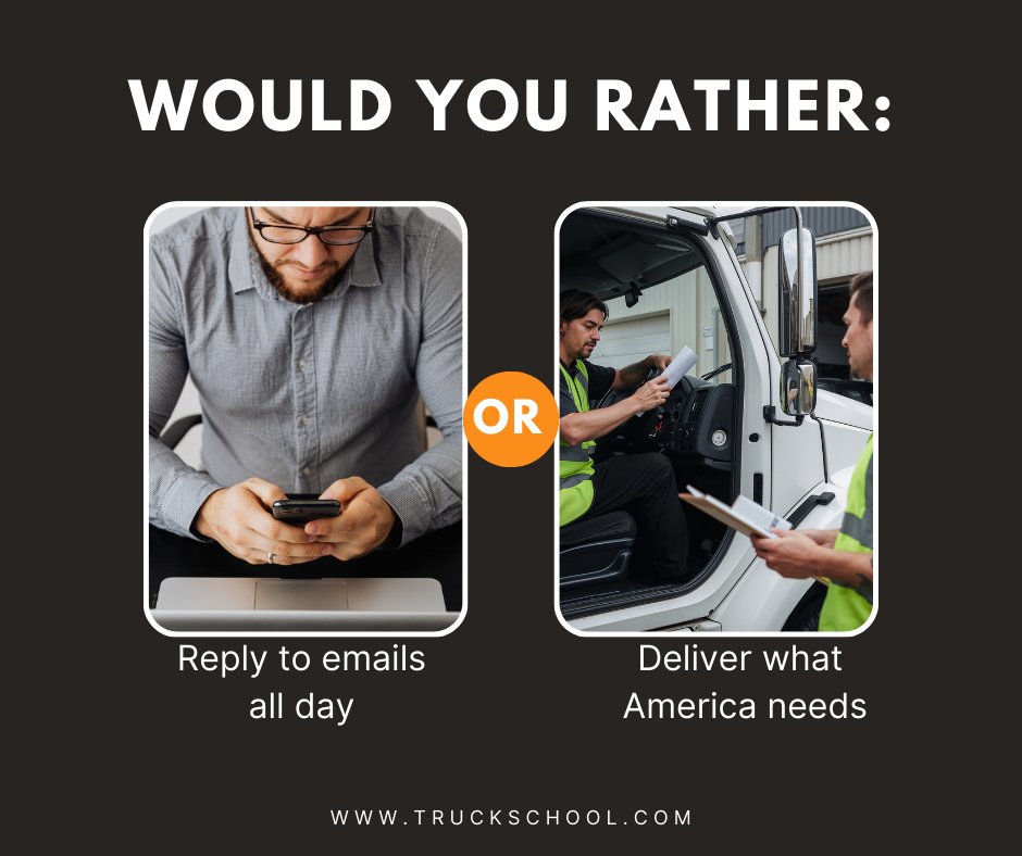 truckHEschool's tweet photo. Choose a career that keeps America moving forward. 

#TruckDriver #CareerChoice #DriveForSuccess https://t.co/AiVLrDnFs7